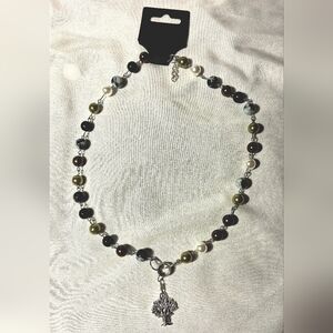 Multi-Color Beaded Necklace with Silver Tree Of Life Pendant